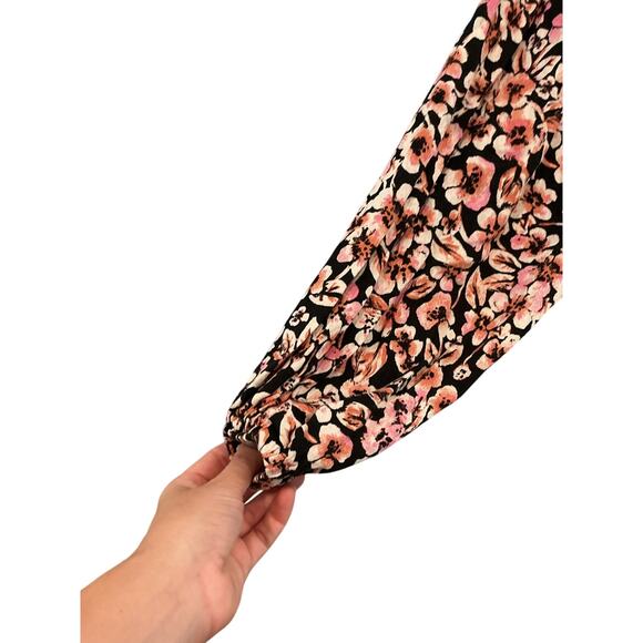 Free People Jael Printed Mini Dress Size XS Black Dark Floral Boho Fall Date - Picture 10 of 12